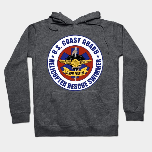 USCG Helicopter Rescue Swimmer patch Hoodie by MilitaryVetShop